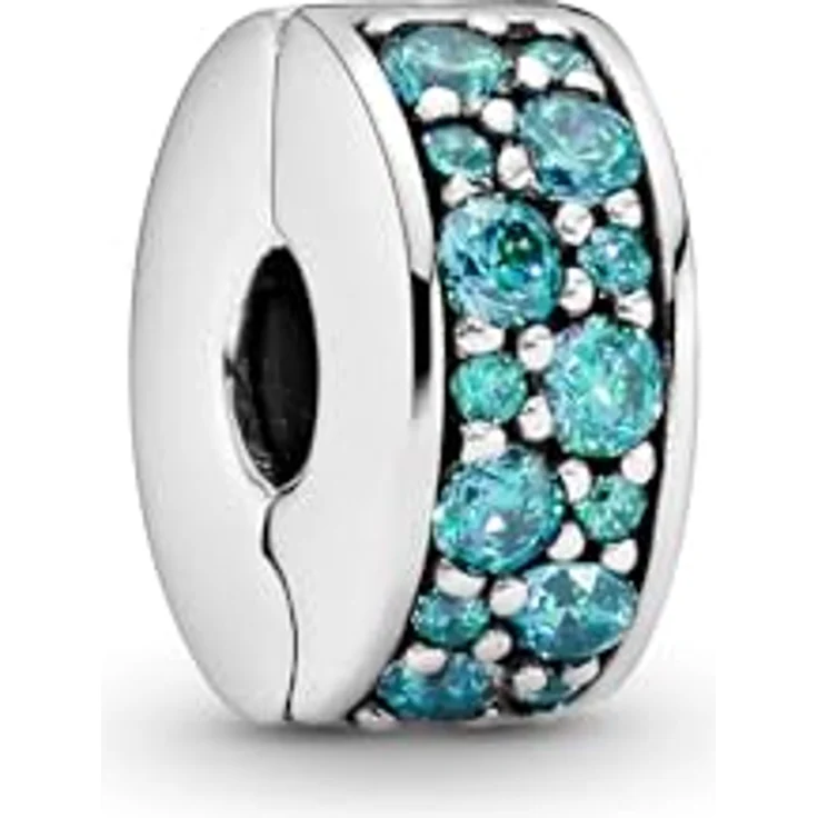 PANDORA Moments Petrolfarbener Pavé-Clip, Sterling Silber mit 28 türkisfarbenen Cubic Zirconia, 791817MCZ – Bild 2