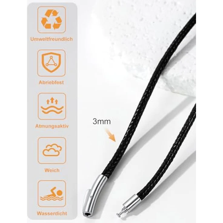 Richsteel Leder Halskette Choker aus Echtleder, gravierbar, Schwarz/Braun, 2/3mm breit, mit Drehverschluss, 46-76 cm – Bild 4