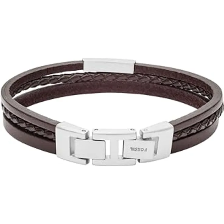Fossil Armband JF03323040, Lederarmband mit 18 cm Länge und 1,5 cm Verlängerung