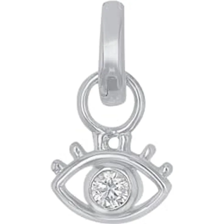 Amor Charm 925 Sterling Silber Damen Charms mit synthetischen Zirkonia, 16 mm, Weiß, Auge, in Schmuck Geschenk Box, 2038471