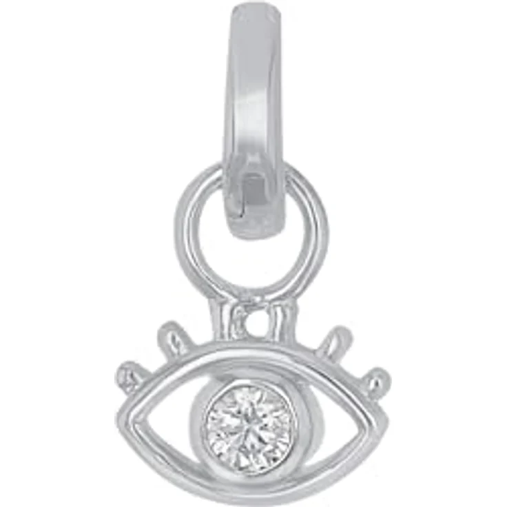 Amor Charm 925 Sterling Silber Damen Charms mit synthetischen Zirkonia, 16 mm, Weiß, Auge, in Schmuck Geschenk Box, 2038471 – Bild 1