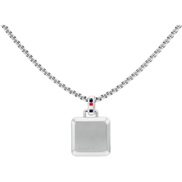 Tommy Hilfiger Jewelry Halskette für Herren, Edelstahl Box Chain mit quadratischem Anhänger, 61 cm, sicherer Klappverschluss – Bild 2