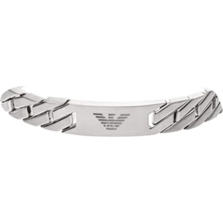 Emporio Armani Herren-Edelstahlarmband, Silber-Grau, Karabiner-, Schieber- oder Magnetverschluss, 18,5 cm – Bild 2