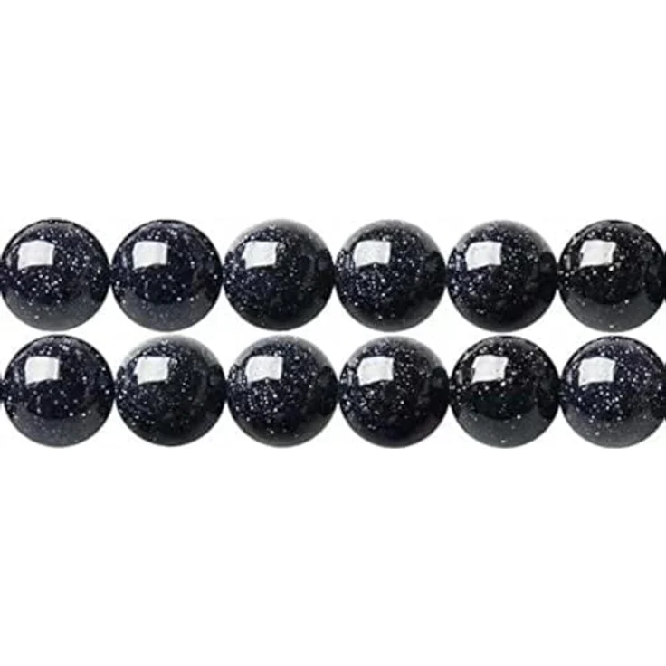 SKYBEADS 8mm Blau Goldstone Perlen, Runde Halbedelstein Perlen, 38cm Strang mit ca. 46 Stück – Bild 1