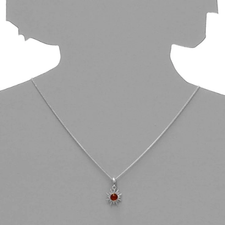 InCollections Damen-Halskette Sonne, 925 Sterling Silber mit gelbem Bernstein, 42 cm – Bild 5