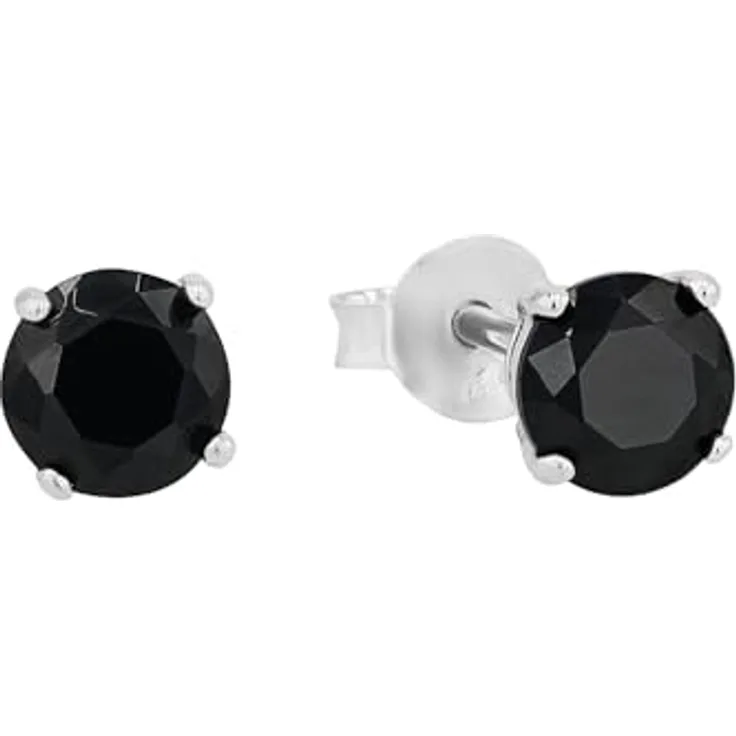 Amor Paar Ohrstecker, 5 mm mit schwarzen Zirkonia (synth), 925er Silber