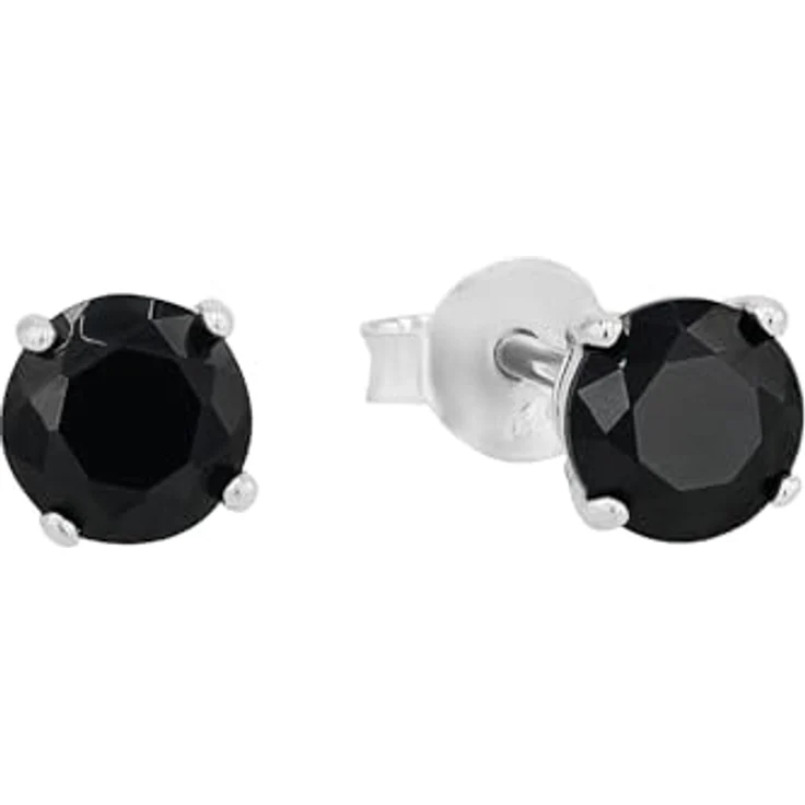 Amor Paar Ohrstecker, 5 mm mit schwarzen Zirkonia (synth), 925er Silber – Bild 1