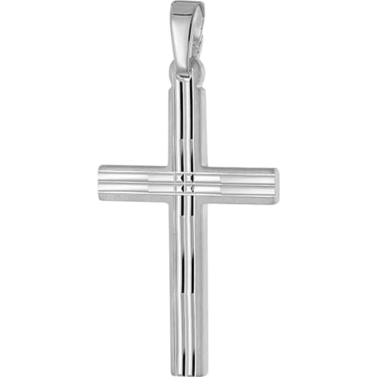trendor Kreuzanhänger 21312, Rhodiniertes 925 Silber mit diamantierter Oberfläche, 24 mm für Damen und Herren – Bild 1