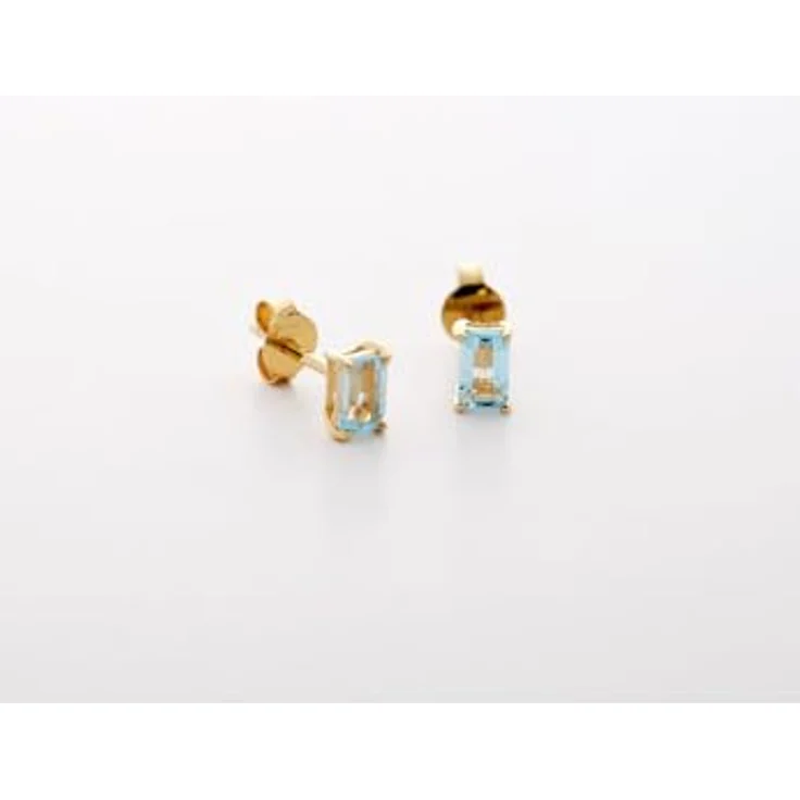 CHRIST Damen-Ohrstecker 585er Gelbgold mit grünem Peridot im Smaragdschliff, Blau – Bild 3