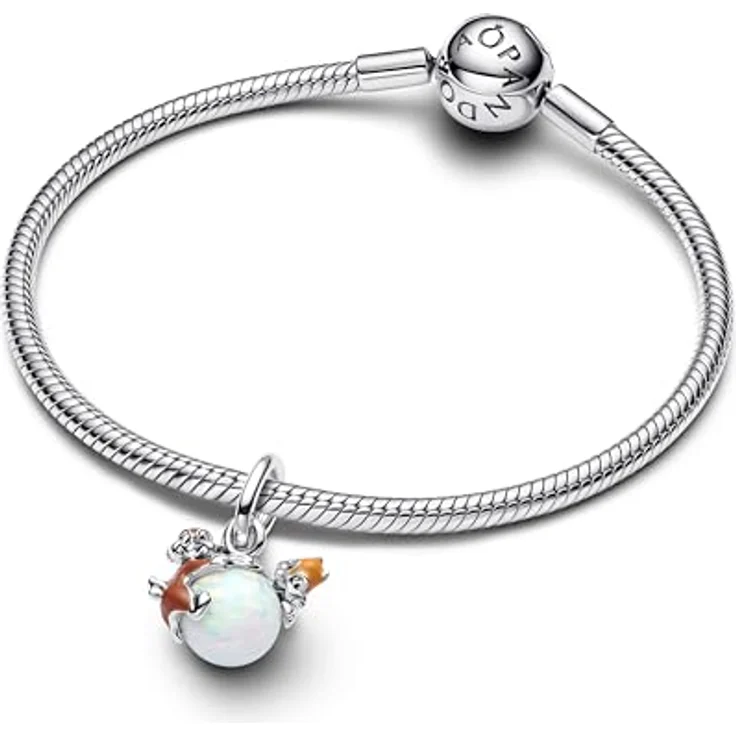 PANDORA Moments Disney A-Hörnchen und B-Hörnchen Christbaumkugel Charm-Anhänger aus Sterling Silber mit Opal, kompatibel mit Moments und ME Armbändern, 793532C01 – Bild 3