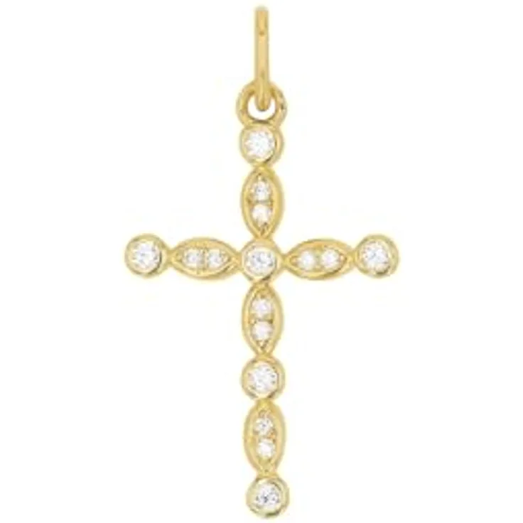 Amor Motivanhänger "Kreuz", 925 Sterling Silber Damen Anhänger mit Zirkonia, 2,6 cm, Weiß, in Schmuck Geschenk Box