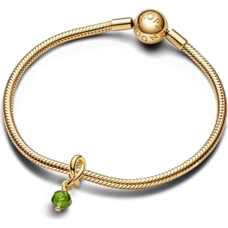 PANDORA Moments Facettierter frühlingsgrüner Ewigkeitskreis Charm-Anhänger aus Sterling Silber mit vergoldeter Metalllegierung und Kristall, kompatibel mit Moments Armbändern, 763462C08 – Bild 3