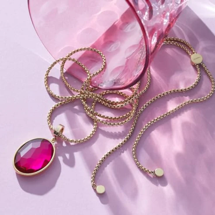 JEWELS BY LEONARDO Anhänger Clip & Mix Jamira, goldfarbener Edelstahl mit großem pinken Glaskristall, Clip M (4,8 mm Ø), Schmuck Geschenk für Frauen – Bild 5