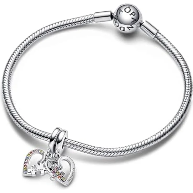 PANDORA Puzzleteil Herzen Freundschafts-Charm-Anhänger aus Sterling Silber mit Zirkonia, teilbar, "My Missing Piece", kompatibel mit PANDORA Moments Armbändern – Bild 5