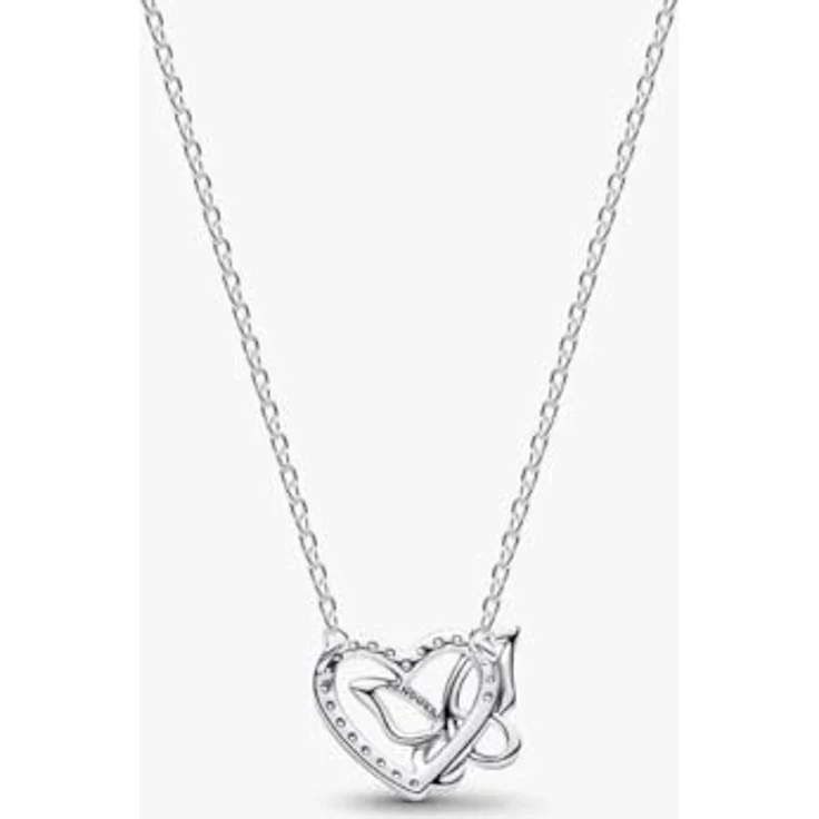 PANDORA Moments Halskette Herz Schmetterling Anhänger, 925 Sterling Silber mit Cubic Zirkonia, filigran offenes Design, Länge 45 cm – Bild 3