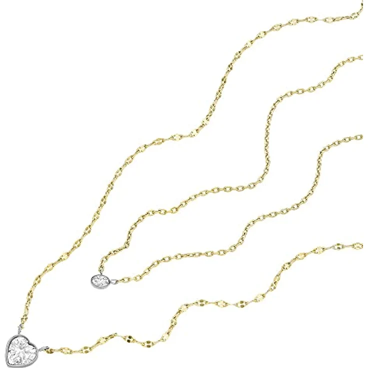 Fossil Sadie Damen-Edelstahl-Halskette, 2-Tone mit Hummerverschluss, Länge 360 mm + 50 mm – Bild 3