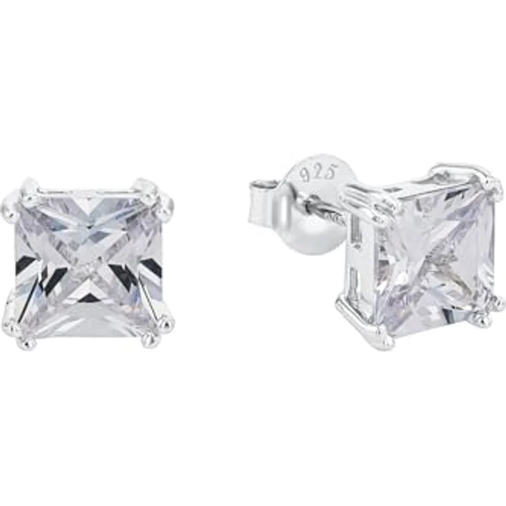 Amor Ohrstecker 925 Sterling Silber, Damen Ohrschmuck mit 2 Zirkonia, 1,1 cm, in Schmuck Geschenk Box – Bild 1