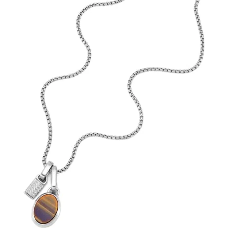 Fossil Herren Jewelry JF04852040, Silberfarbene Edelstahl-Halskette mit Karabinerhakenverschluss – Bild 4