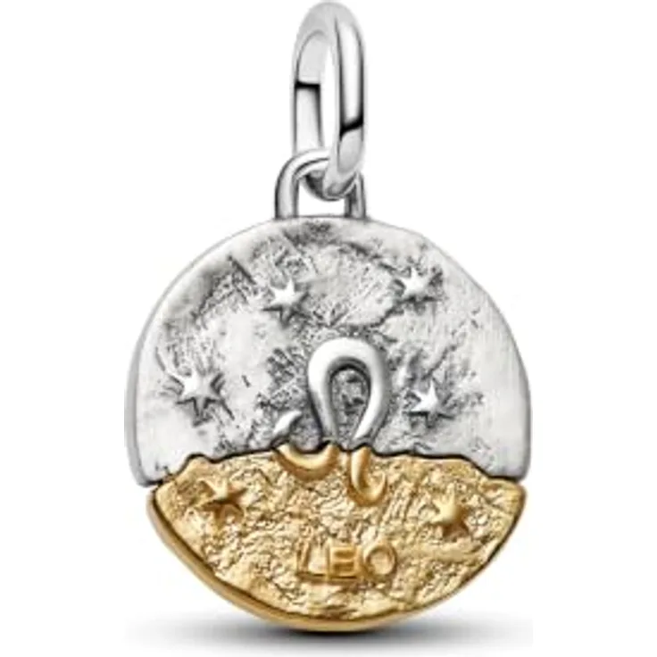 Pandora Charm Anhänger Sternzeichen Löwe 764994C01, Bicolor mit Zirkonia, Silberfarben und Gelbgoldfarben