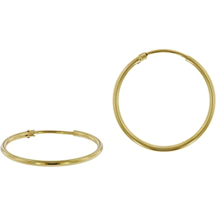 trendor Damen Ohrringe Gold 333 / 8K Creolen, 25 mm Durchmesser, 1,5 mm Breite, Klappbügel, Gelbgold