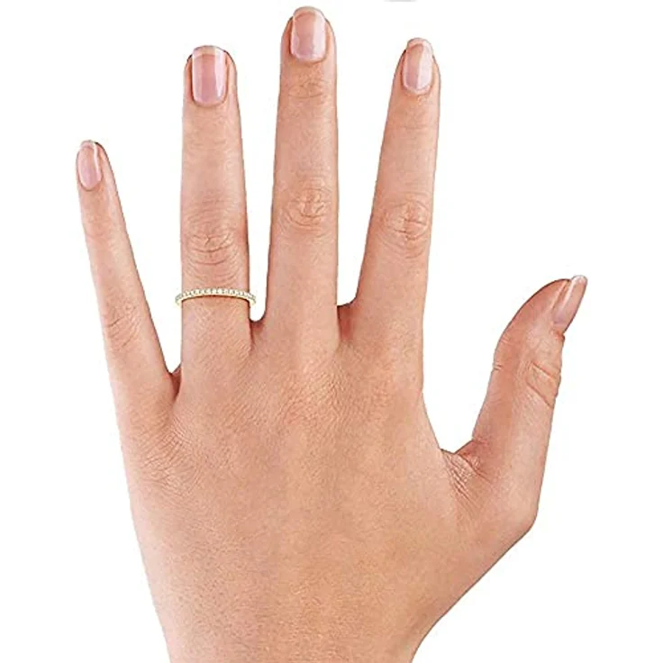 Lisandra Scott Eternity Ring Silber 925, Damenring mit Zirkonia Kristall, schmal, in Gold, Größe 52 – Bild 2