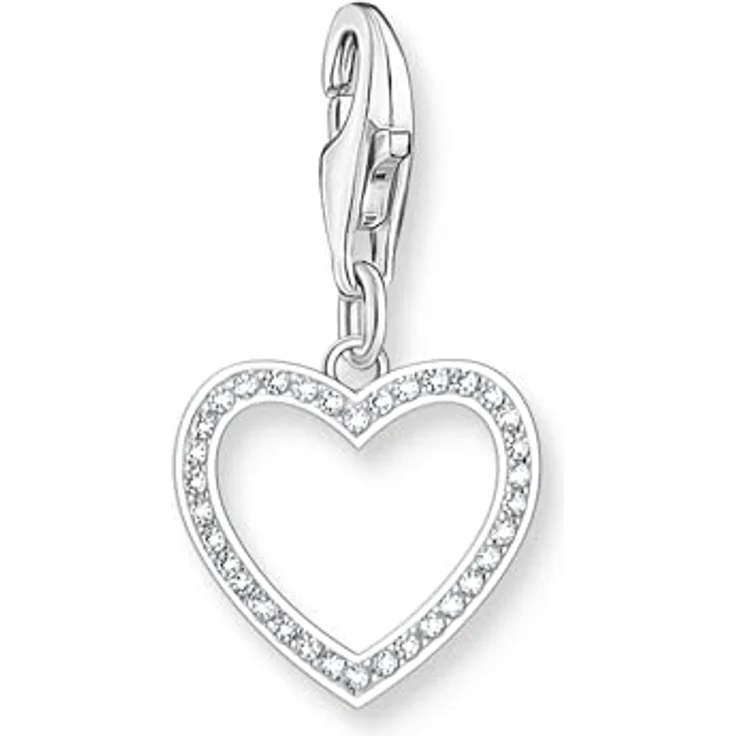 Thomas Sabo Charm Club Original Herz-Charm, recyceltes 925 Silber mit weißen Steinen, 2203-051-14, mit Karabinerverschluss – Bild 1