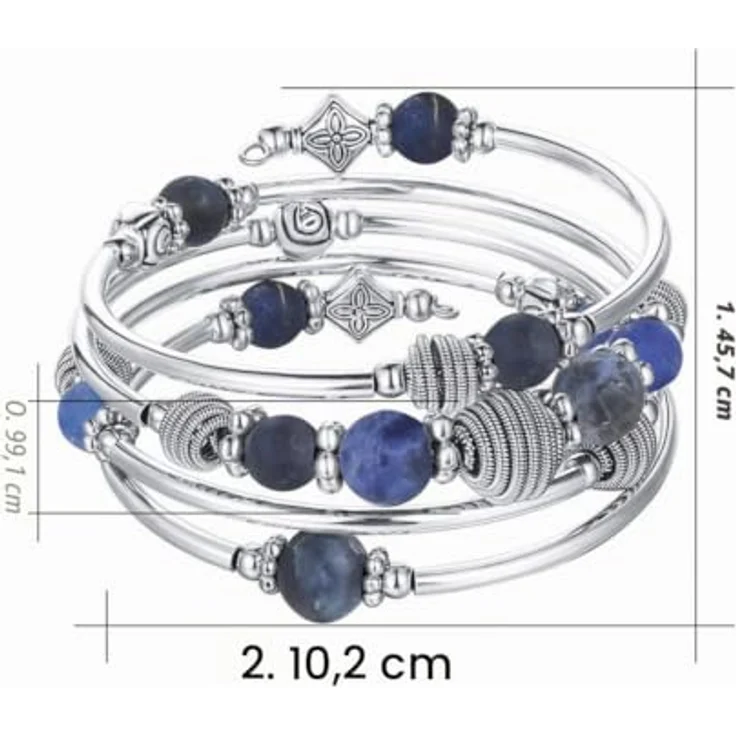 Bulinlin Wickelarmband mit Naturstein Perlen, Boho Mehrschichtiges Damen Armband, Sicherheitsmaterialien, Navy Blue – Bild 5