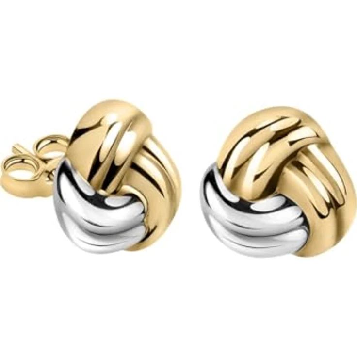CHRIST Damen-Ohrstecker Bicolor 585er Gelbgold und Weißgold, mittlere Größe 0,9 cm – Bild 1