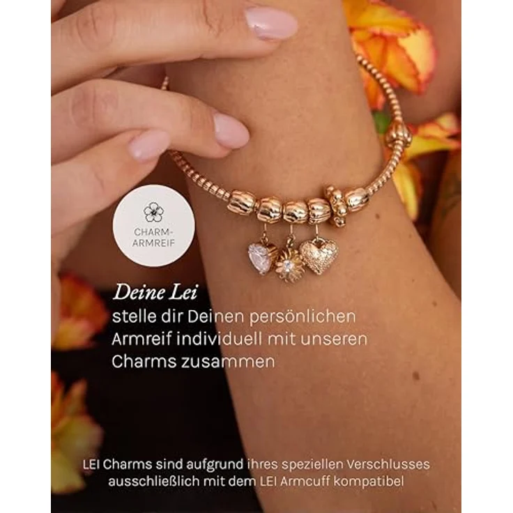 Purelei LEI Bubble Flower Charm, wasserfester Charm Anhänger aus 14K rosévergoldetem Edelstahl, für LEI Armband, inspirierter Schmuck in Roségold – Bild 3