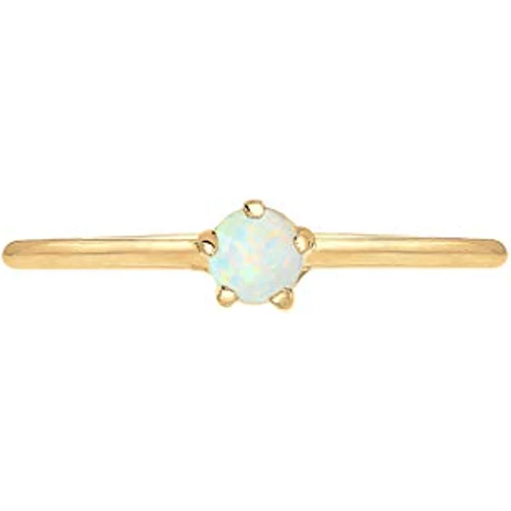 Elli Ring Damen Basic Bandring Synthetischer Opal Geo, vergoldet in 925 Sterling Silber, handgefertigt, anlaufgeschützt, hochglanzpoliert – Bild 2