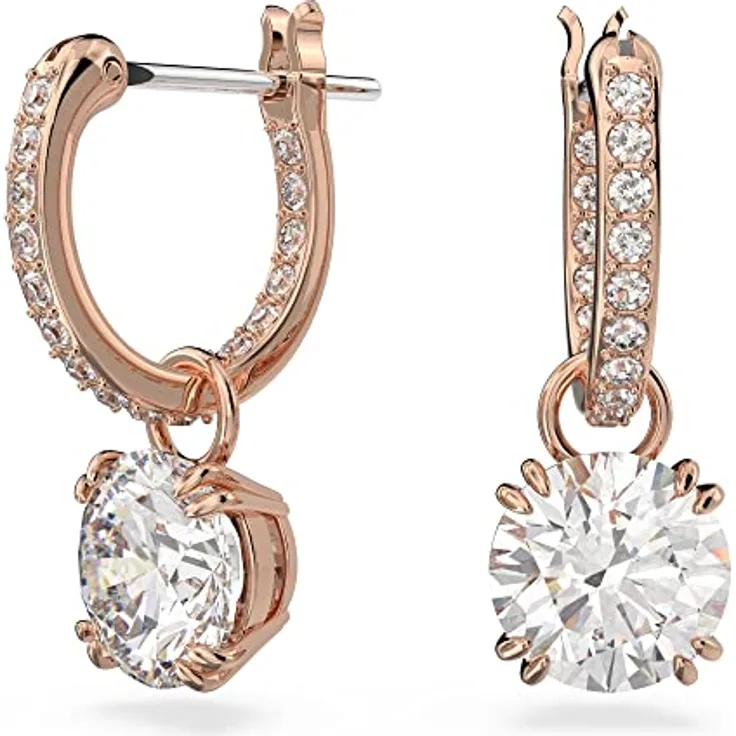 Swarovski Stilla Ohrringe, Rosé Vergoldete Ohrstecker mit Strahlenden Kristallen und Pavé-Details