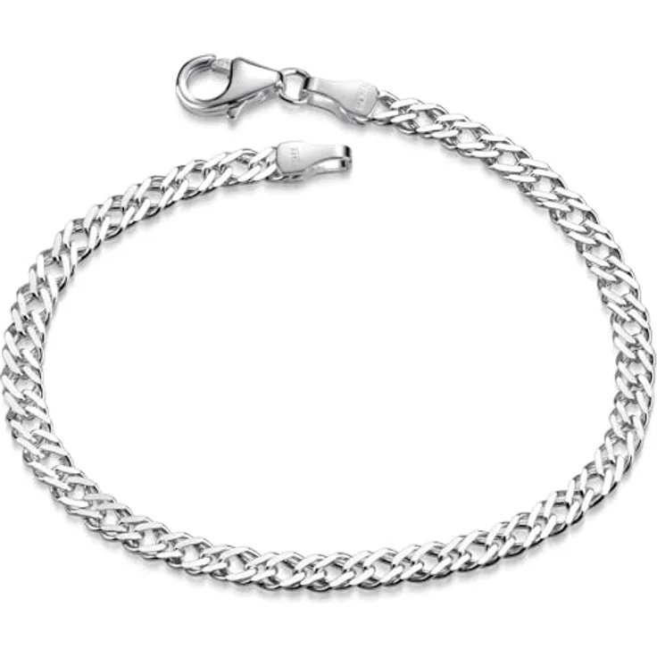 Materia Damen Armband Silber 925, Panzerkette 3,9mm, 18cm, in hochwertiger Schmuckbox