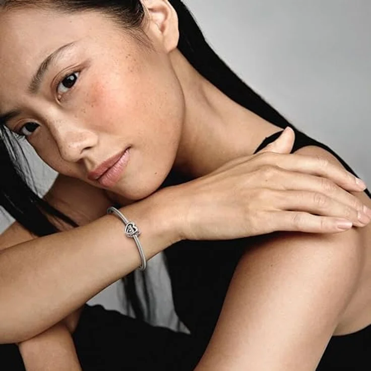 PANDORA Charm Herz "MOM", Silber 790800C00, mit Gravur „I love You Forever“ und unendlichen Herzen, kompatibel mit Pandora Moments Armbändern – Bild 2