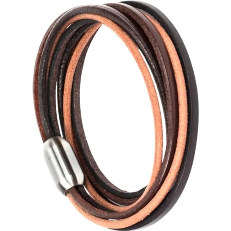 Simaru Designer Lederarmband – Wickelarmband aus pflanzlich gegerbtem Leder mit Edelstahl Magnetverschluss – Made in Germany, braun, Größe S – Bild 2
