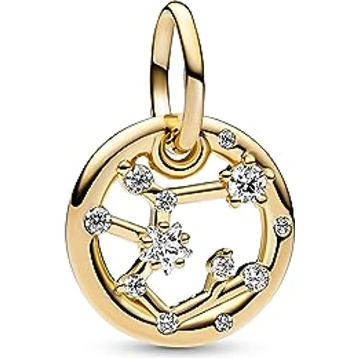 PANDORA Moments Sternzeichen Schütze Charm-Anhänger, Sterling Silber mit 14 Karat Vergoldung, Zirkonia, kompatibel mit Moments Armbändern, 762723C01 – Bild 1