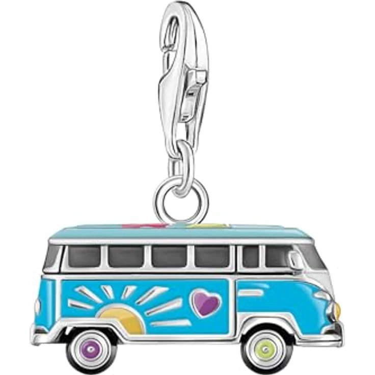 THOMAS SABO Charm-Anhänger Original Volkswagen Hippie-Bus, Silber, aus 925 Recyceltem Silber, Höhe 18,50 mm, Breite 17,00 mm, Karabinerverschluss – Bild 1