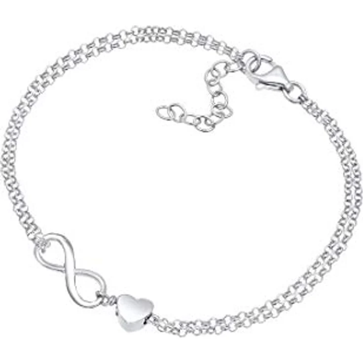 Elli Armband Herz Unendlichkeit Infinity, 925 Silber, modischer Armschmuck mit Infinity Symbol und Herz Anhänger – Bild 2
