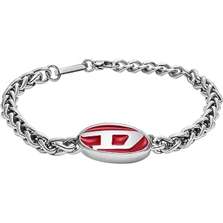 Diesel Herrenarmband, Edelstahl in Silber und Schwarz, Karabinerverschluss, 165mm+25mm verstellbar