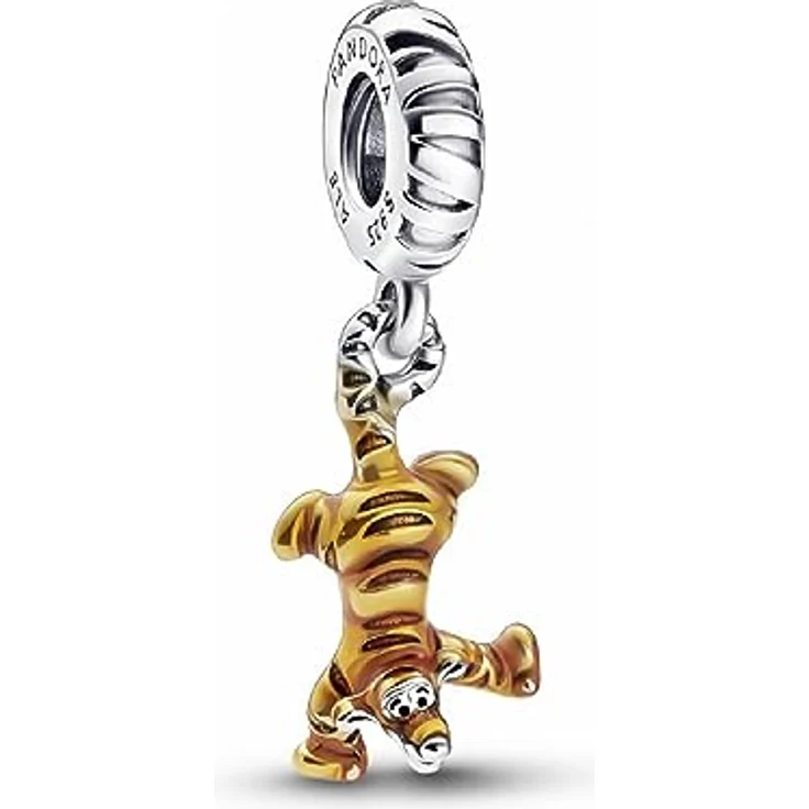 PANDORA Disney Winnie Puuh Tigger Charm-Anhänger, Sterling Silber und orangefarbene Emaille, kompatibel mit PANDORA Moments Armbändern – Bild 1