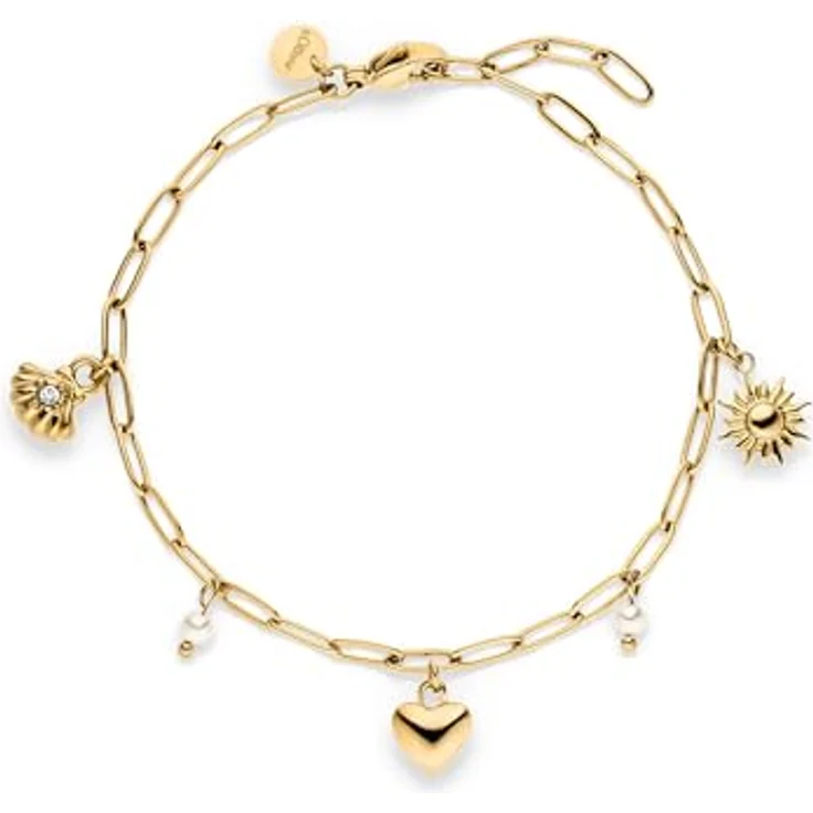 s.Oliver Bracelet, Elegantes Armband aus poliertem Edelstahl, gold, verstellbare Gliederkette bis 21 cm, wasserfest & hautfreundlich – Bild 1