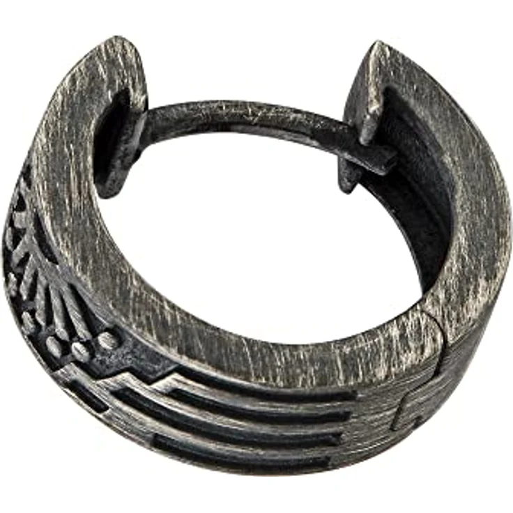 caÏ Herren Single Creole 925/- Sterling Silber, 1,3 cm, matt silbergrau mit Sonnen-Muster, handgefertigter Echtschmuck – Bild 3