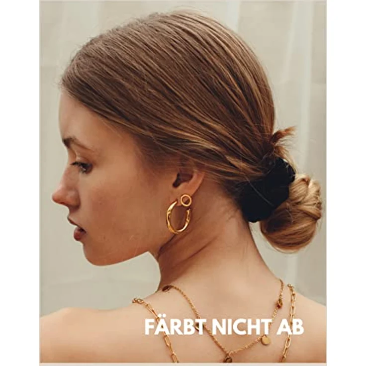 GD GOOD.designs Creolen Gold Groß 28mm für Damen, 18 Karat vergoldete Edelstahl Kreolen, wasserfest, rund, hautverträglich, 3 mm stark – Bild 3