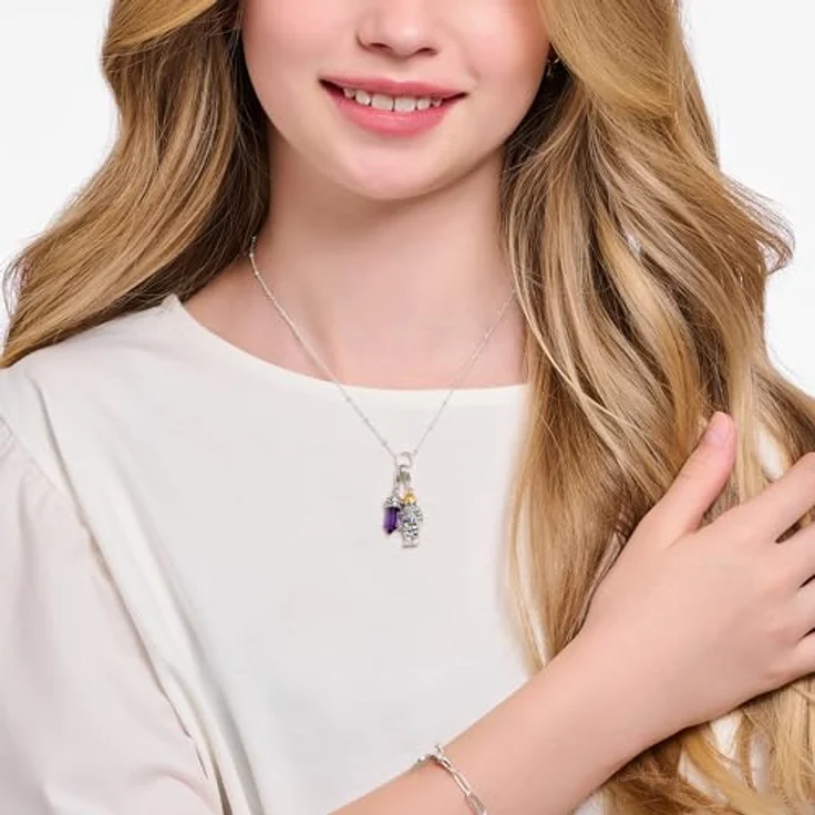 THOMAS SABO Charm-Anhänger Hexagon, imitiertem Amethyst, geschwärzt, 925 Sterlingsilber – Bild 2