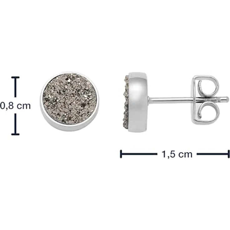JEWELS BY LEONARDO Ohrringe Odelle, 1 Paar Ohr-Stecker aus silberfarbenem Edelstahl mit braun funkelndem Achat-Stein, allergikerfreundlicher Schmuck für Frauen, 0,8 x 0,8 x 1,5 cm – Bild 2