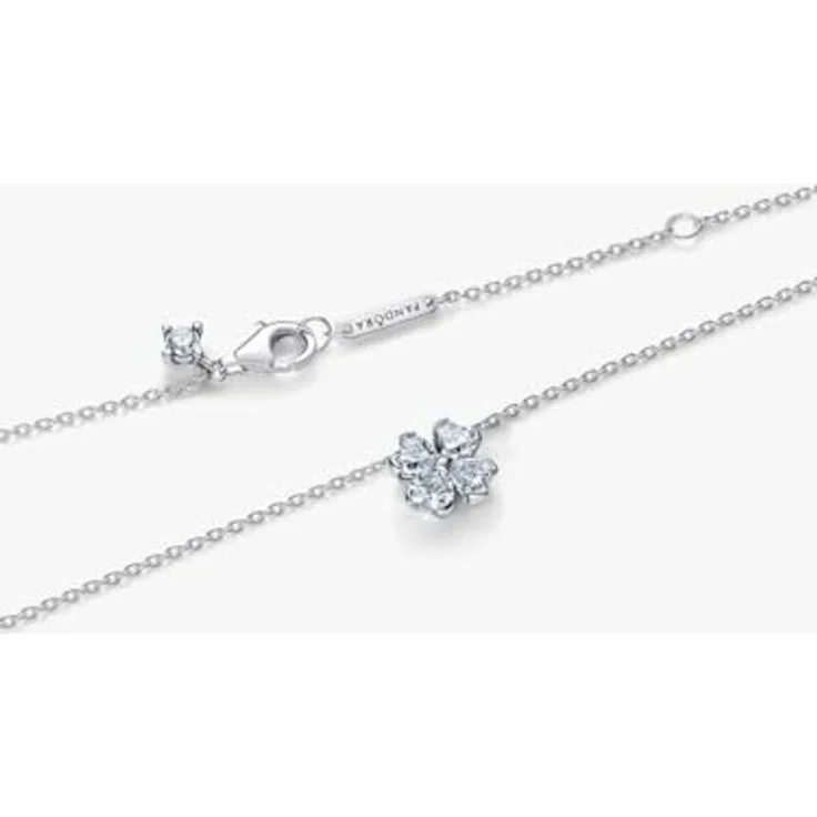 PANDORA Timeless Halskette Kleeblatt Anhänger, 925 Sterling Silber mit Cubic Zirkonia, 45 cm Damen Kette Glückssymbol – Bild 2