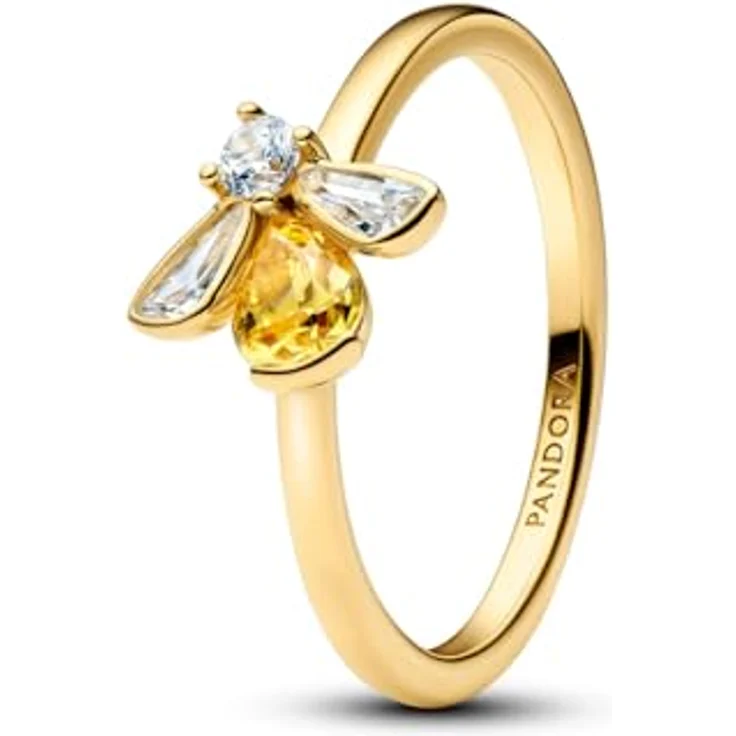 PANDORA Damenring Honigbiene, goldfarben mit Zirkonia, Ringgröße 54/17,2 – Bild 2