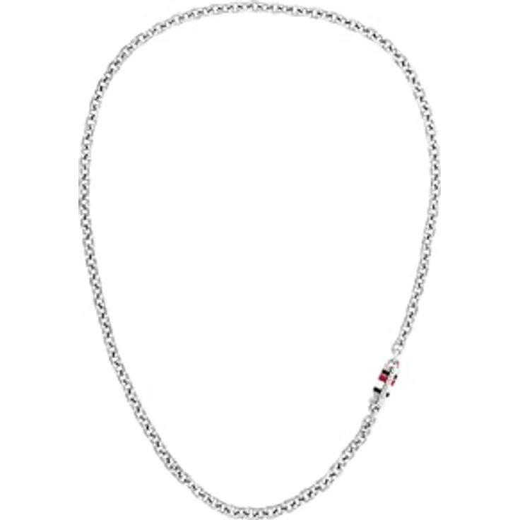 Tommy Hilfiger Jewelry Gliederhalskette für Herren, Edelstahl, 56 cm, Magnetverschluss mit emailliertem Detail in Markenfarben – Bild 1
