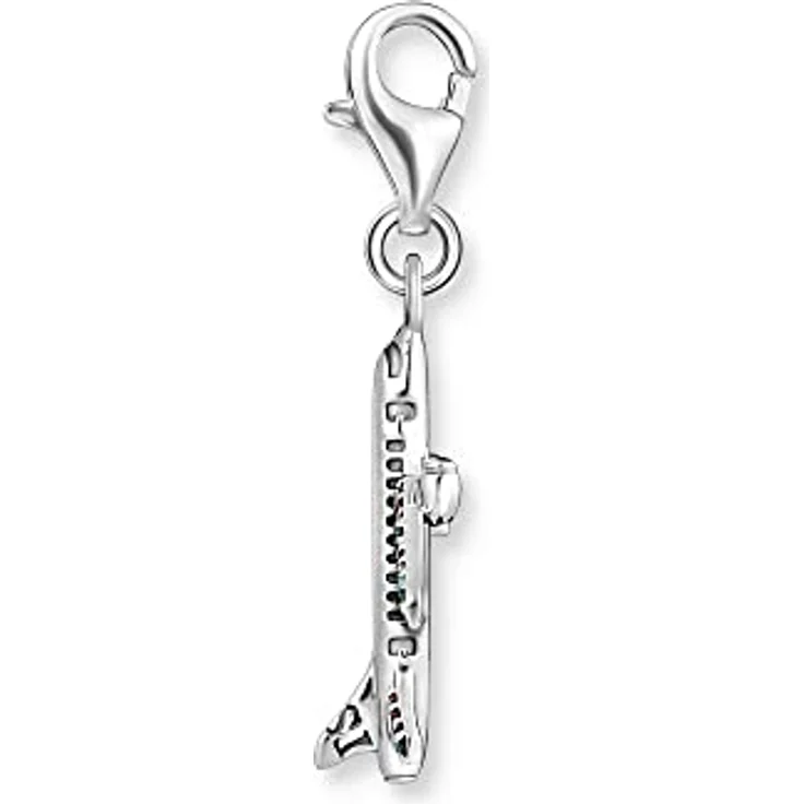 THOMAS SABO Charm-Anhänger mit buntem Flugzeug, recycletes 925 Sterlingsilber, Charm Club Anhänger mit Karabinerhaken – Bild 2