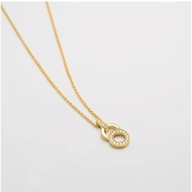 JETTE Damen-Halskette 925er Silber mit recyceltem Zirkonia, Gelbgold, One Size – Bild 3