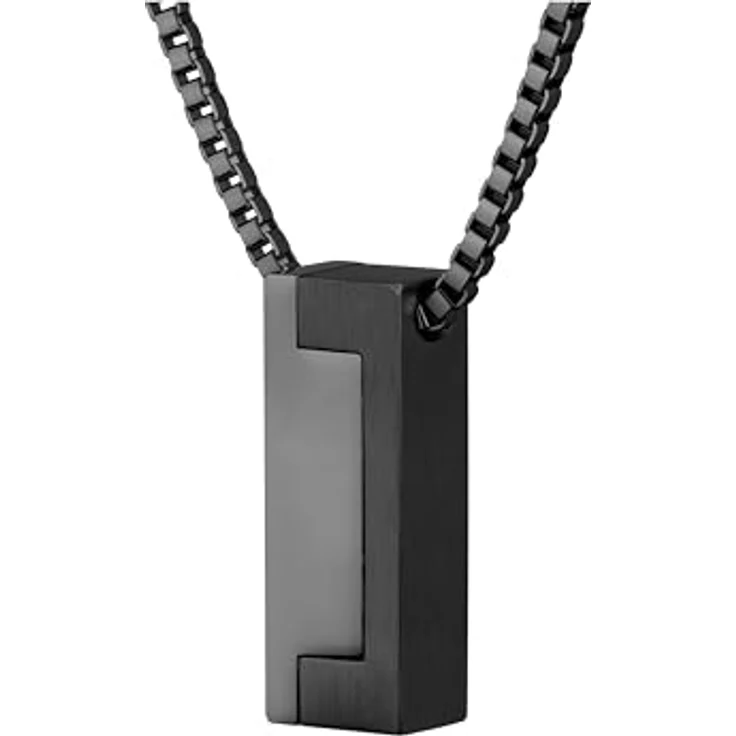BOSS Jewelry Halskette mit Anhänger für Herren, Kollektion CANDOR aus schwarzem Edelstahl, 609 mm lang, rechteckiger Anhänger 10 x 25 mm – Bild 3